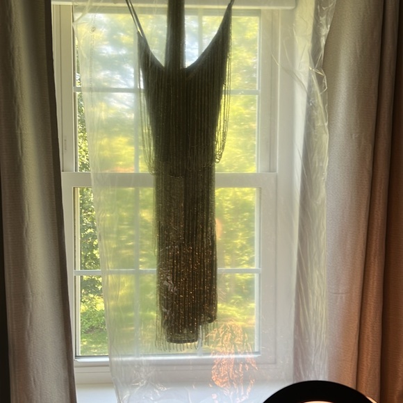 ASOS Design embellished fringe mini dress with tie waist with lime detail - Picture 5 of 9